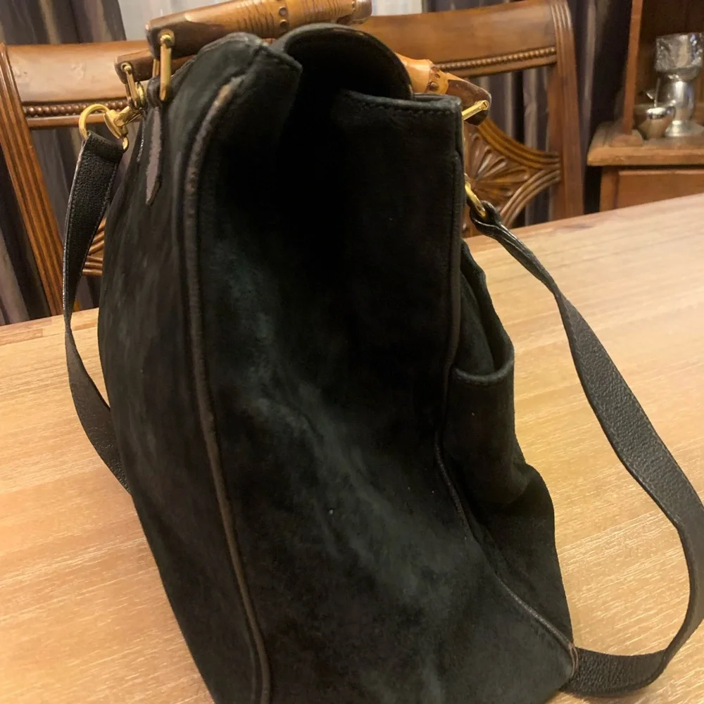 Authentic Gucci, bamboo black suede 2 way bag - Picture 4 of 16